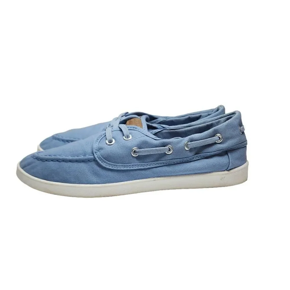 Lincoln Outfitters Womens Blue and White Slip On Denim Flats Dock Shoes‎ Size 11